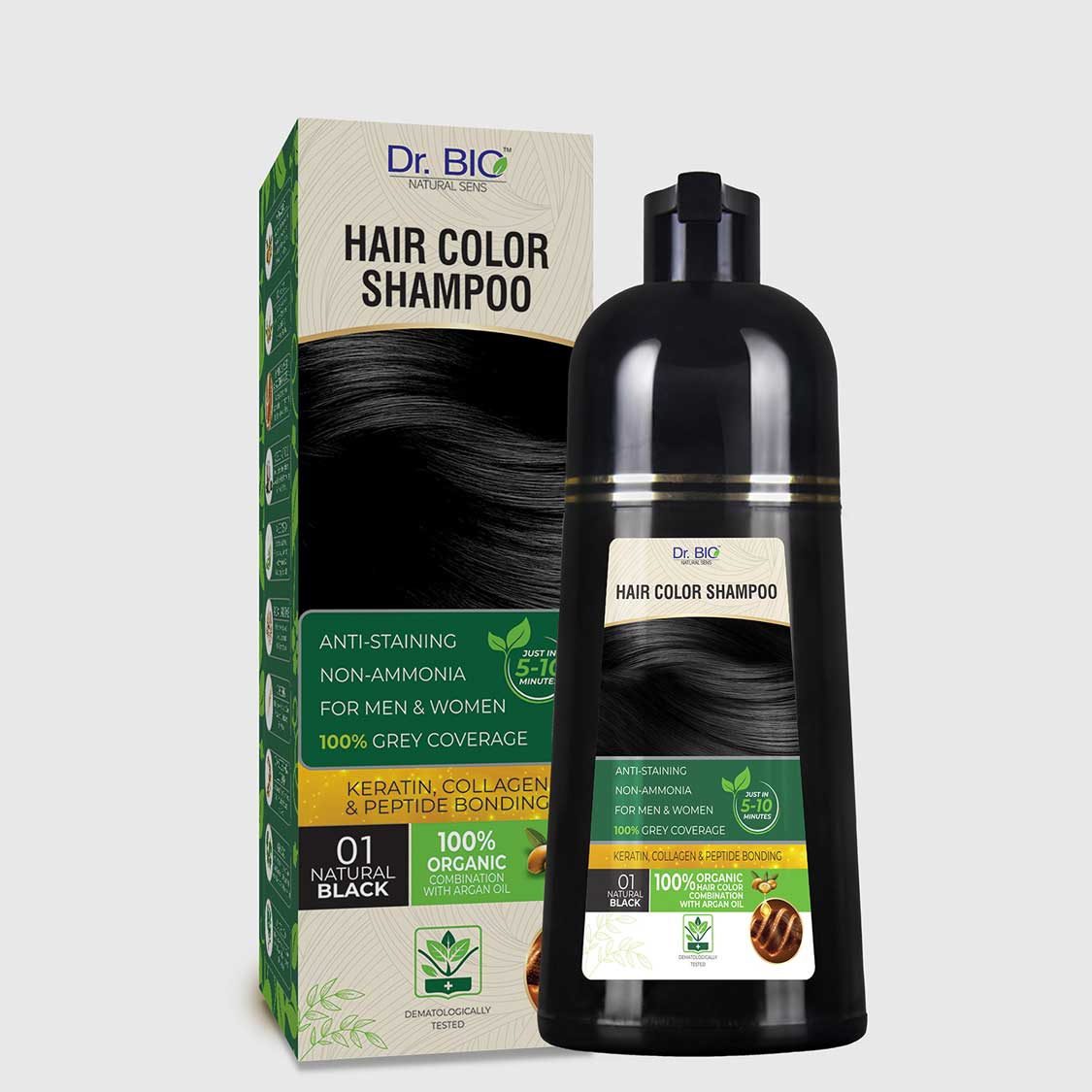 Dr.Bio Natural Sense  |  Non-Drip Natural Black Hair Color Shampoo